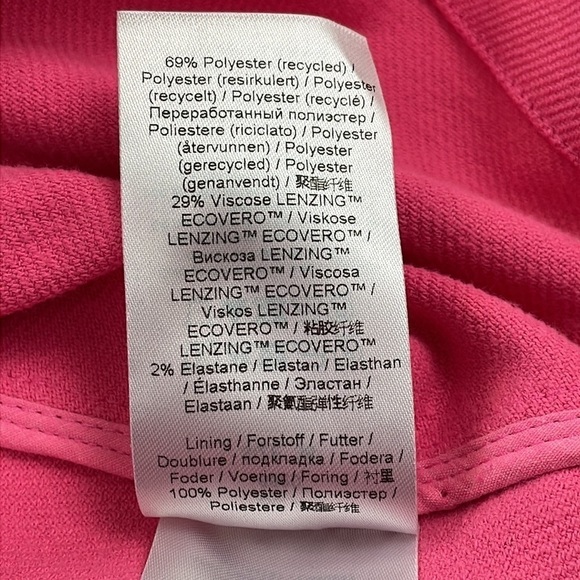 New Ganni Stretch Suiting V Neck Mini Dress Bright Bubblegum Pink Barbie Sz 36 - Picture 12 of 16